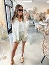Linen Stripe Shorts in Taupe
