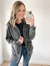 Black Waffle Knit Cardigan