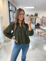Mollie Tied Blouse in Olive
