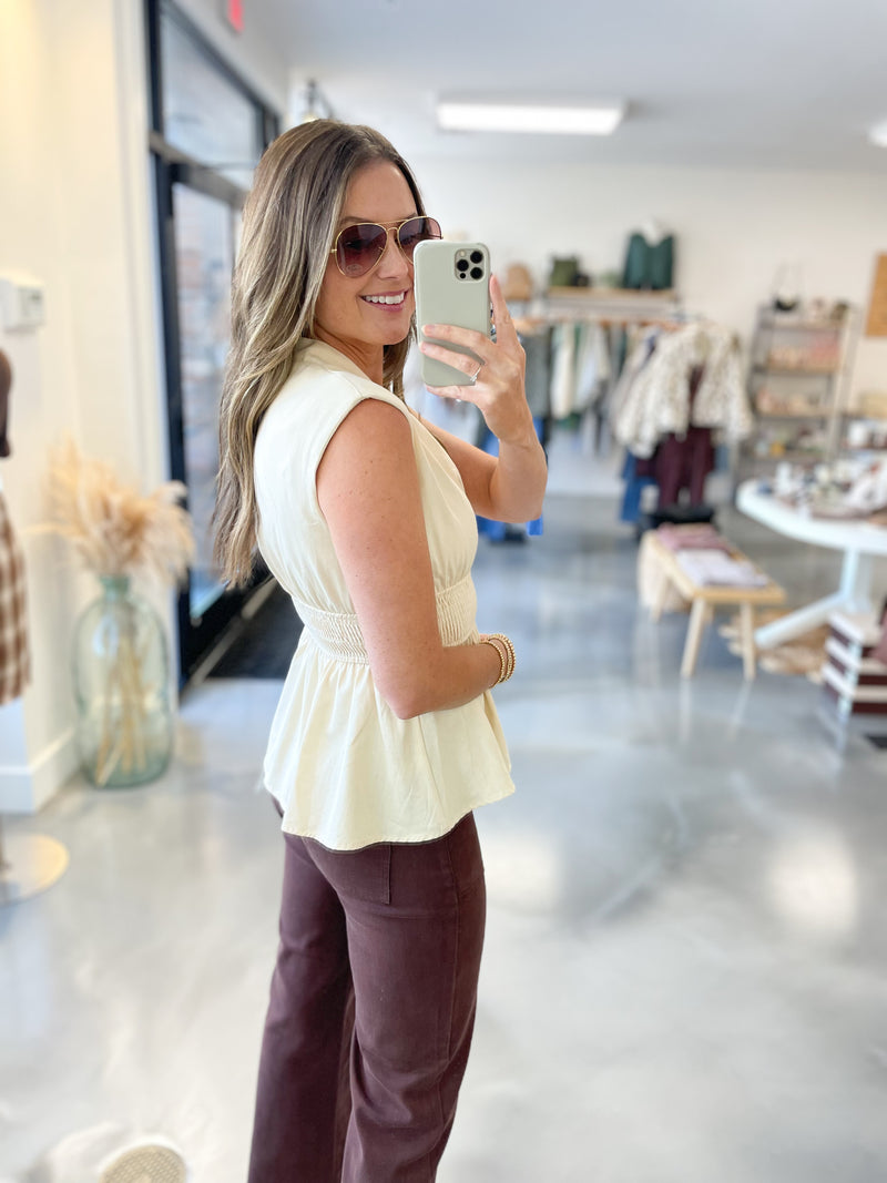 Elena Zip Top in Cream