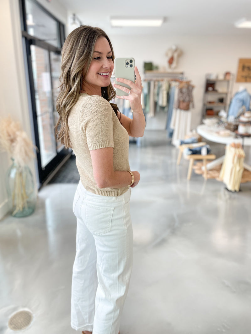 Crewneck Sweater Tee in Taupe