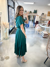 Milan Satin Dress in Emerald