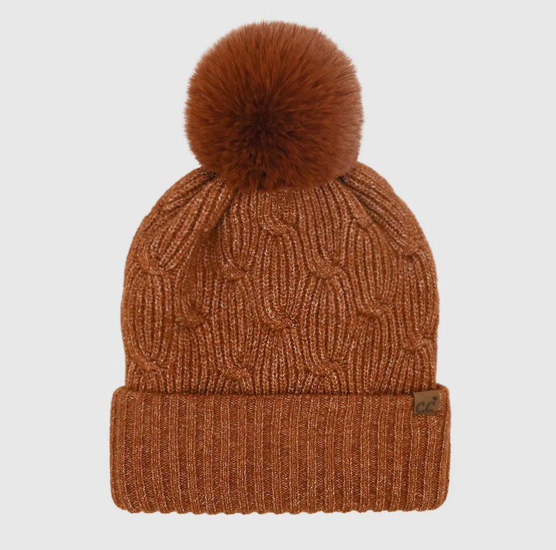 C.C. Chain Link Pom Beanie Brick