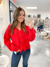 Luxe Bow Sweater in Red
