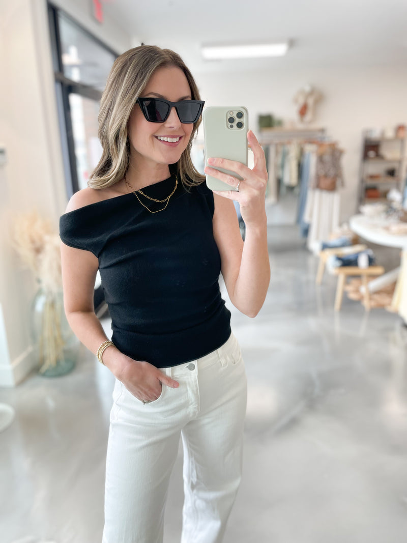 Mara Asymmetrical Top in Black