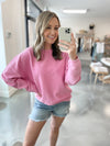 Boyfriend Corded Crew in Pink / FINAL SALE