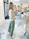 Monroe Crop Olive Wide Leg Jeans