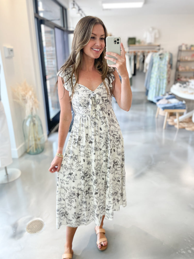 Tiana Floral Dress in Ivory