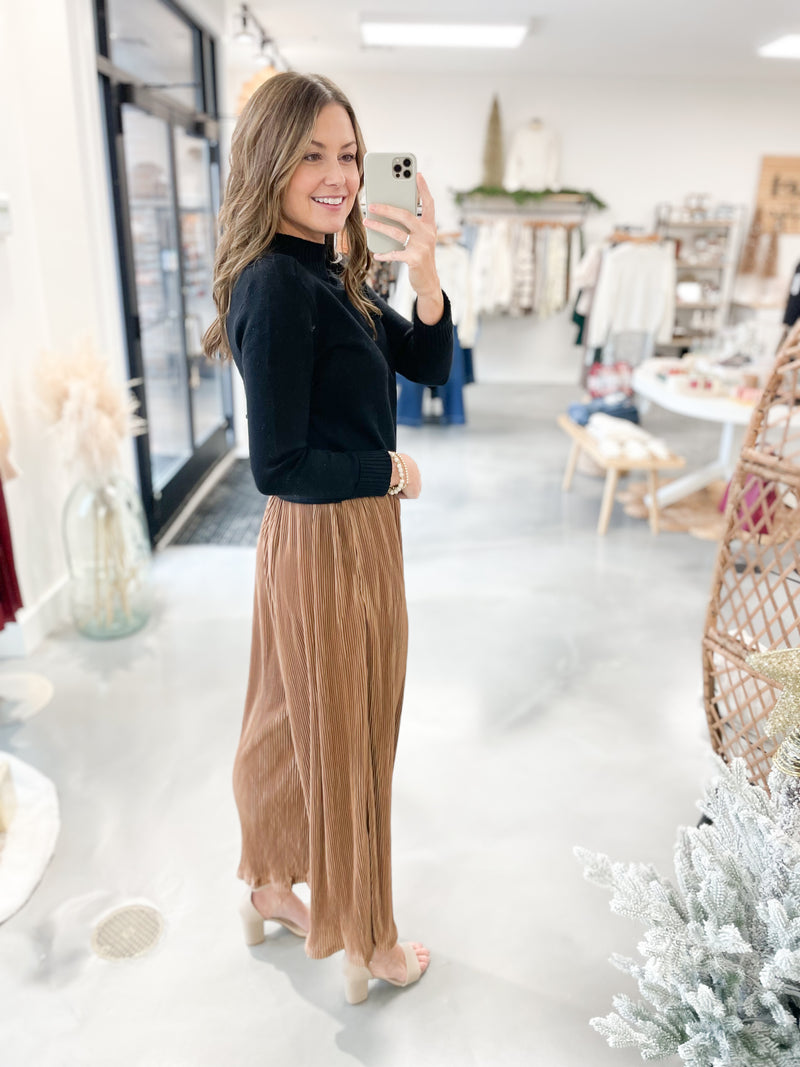 Pleated Wide Leg Pants Copper