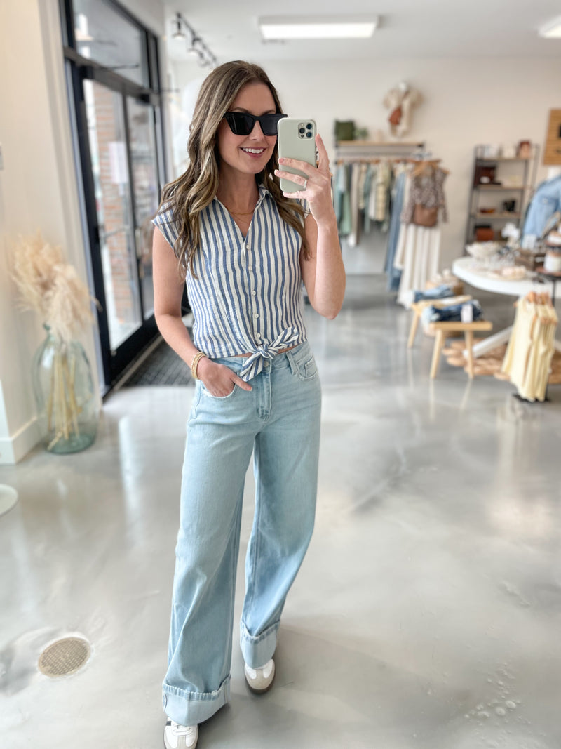 Vintage Stripe Top in Blue