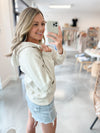 Drea Half Zip Hoodie in Bone