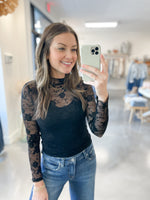 Lace Floral Top in Black