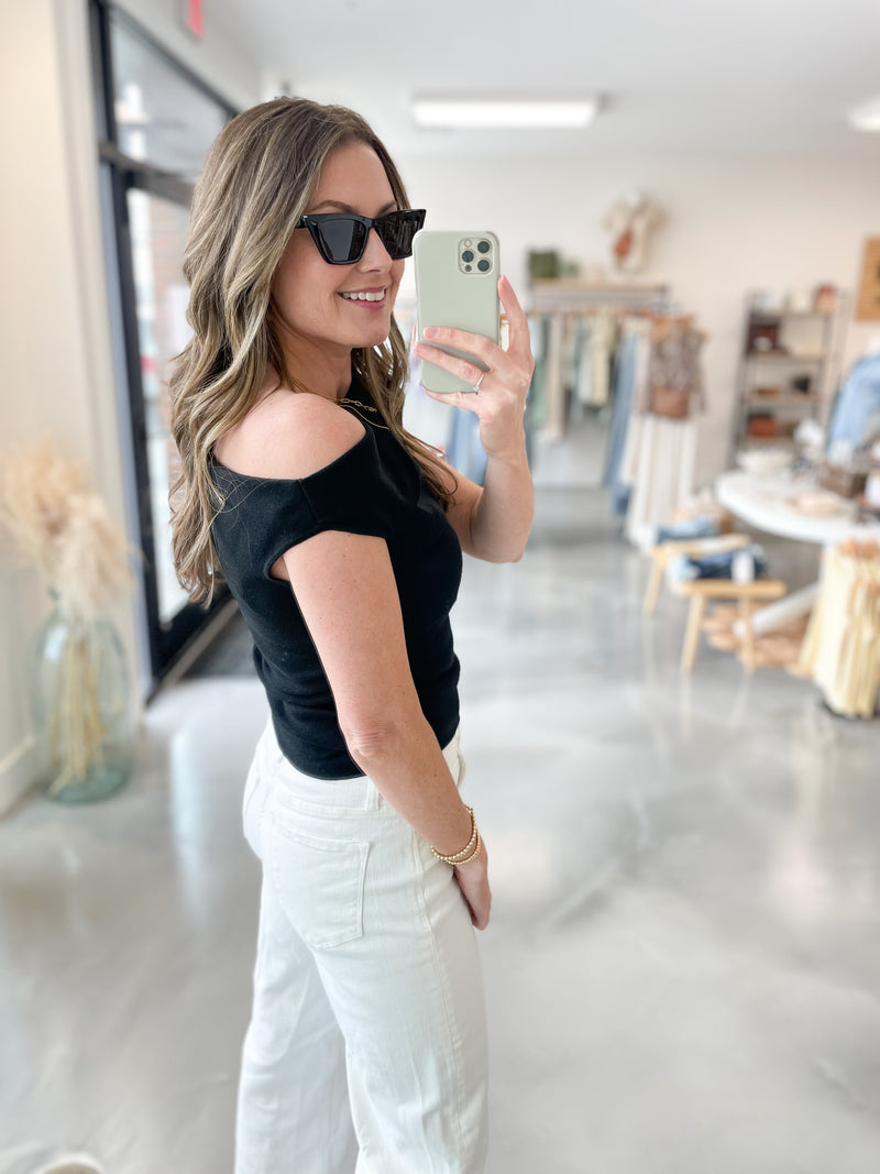 Mara Asymmetrical Top in Black