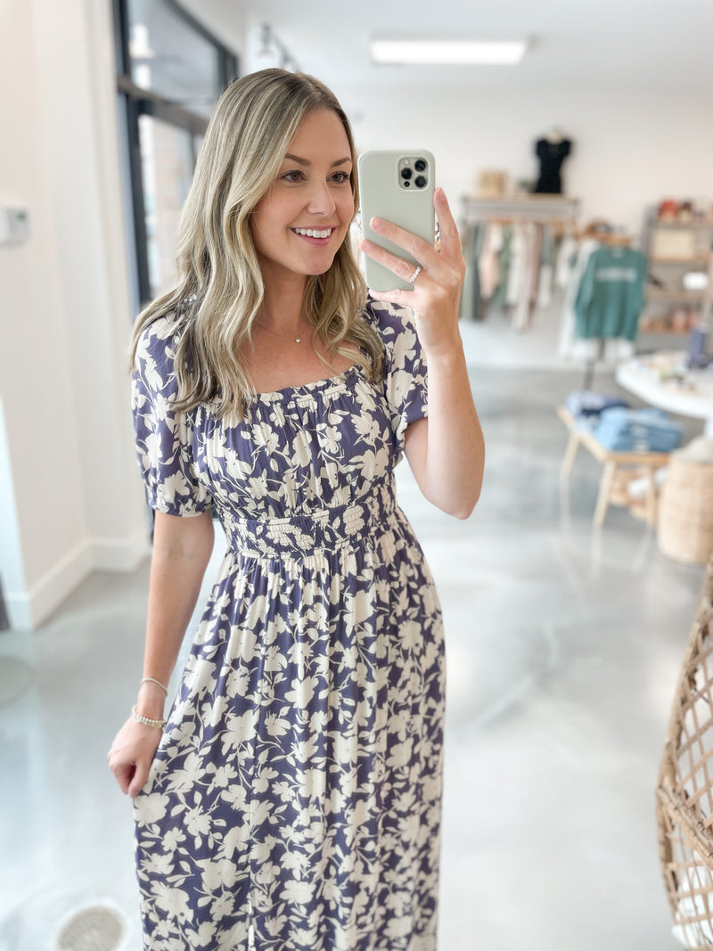 Nova Floral Dress in Blue