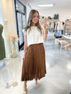 Dottie Pleated Skirt in Mocha