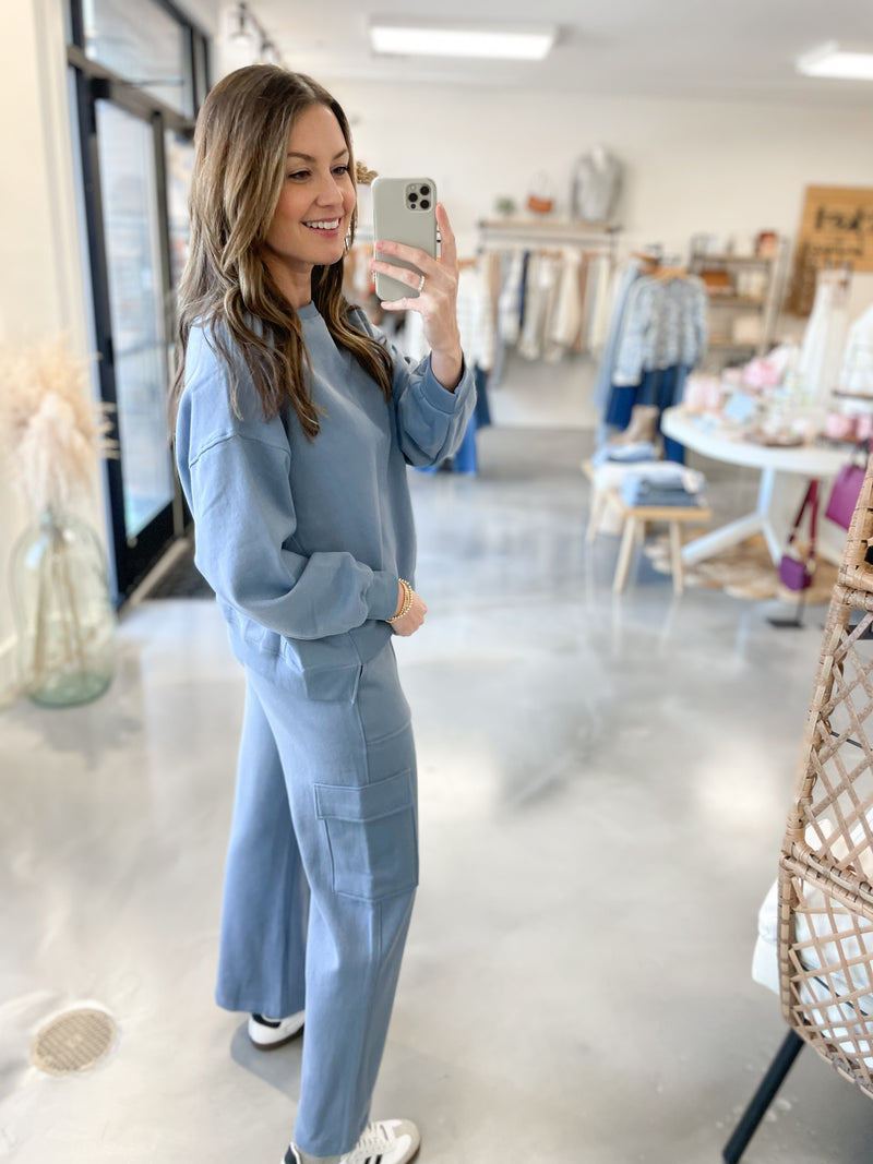 Dusty Blue Cargo Sweatpants