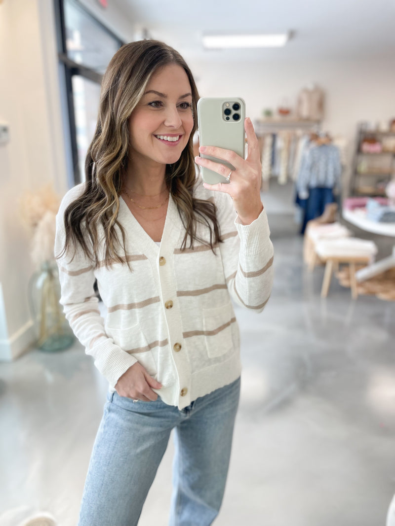 Kate Striped Cardigan Mocha