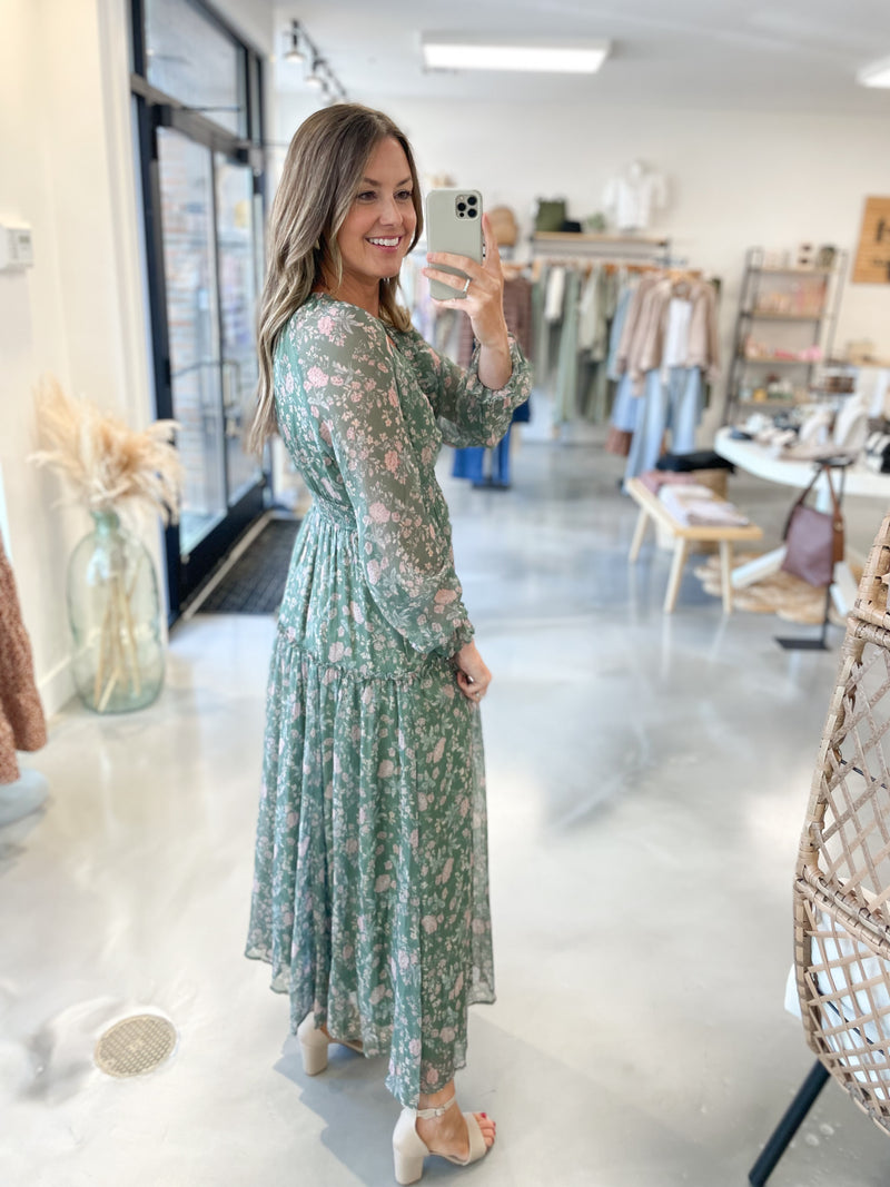 Eucalyptus Floral Maxi Dress – Red Jacket Boutique