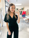 Viola Velvet Jumpsuit in Emerald