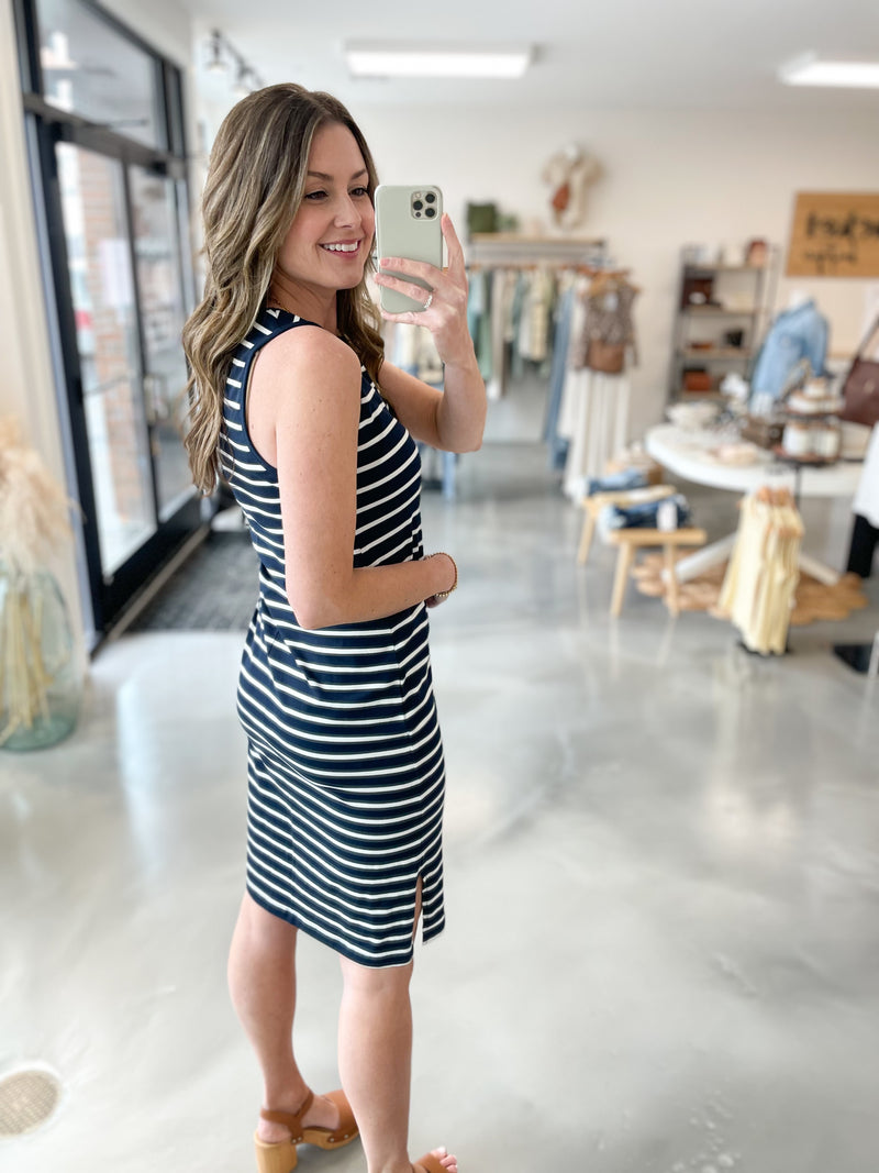 Kendari Stripe Dress in Navy