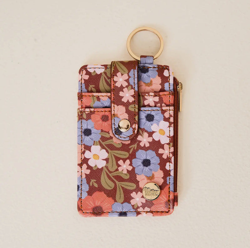 Brown Floral Keychain Wallet