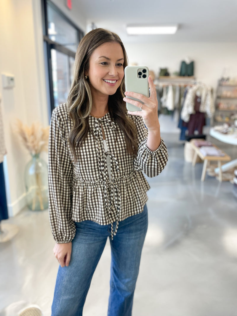 Sadie Gingham Tie Top
