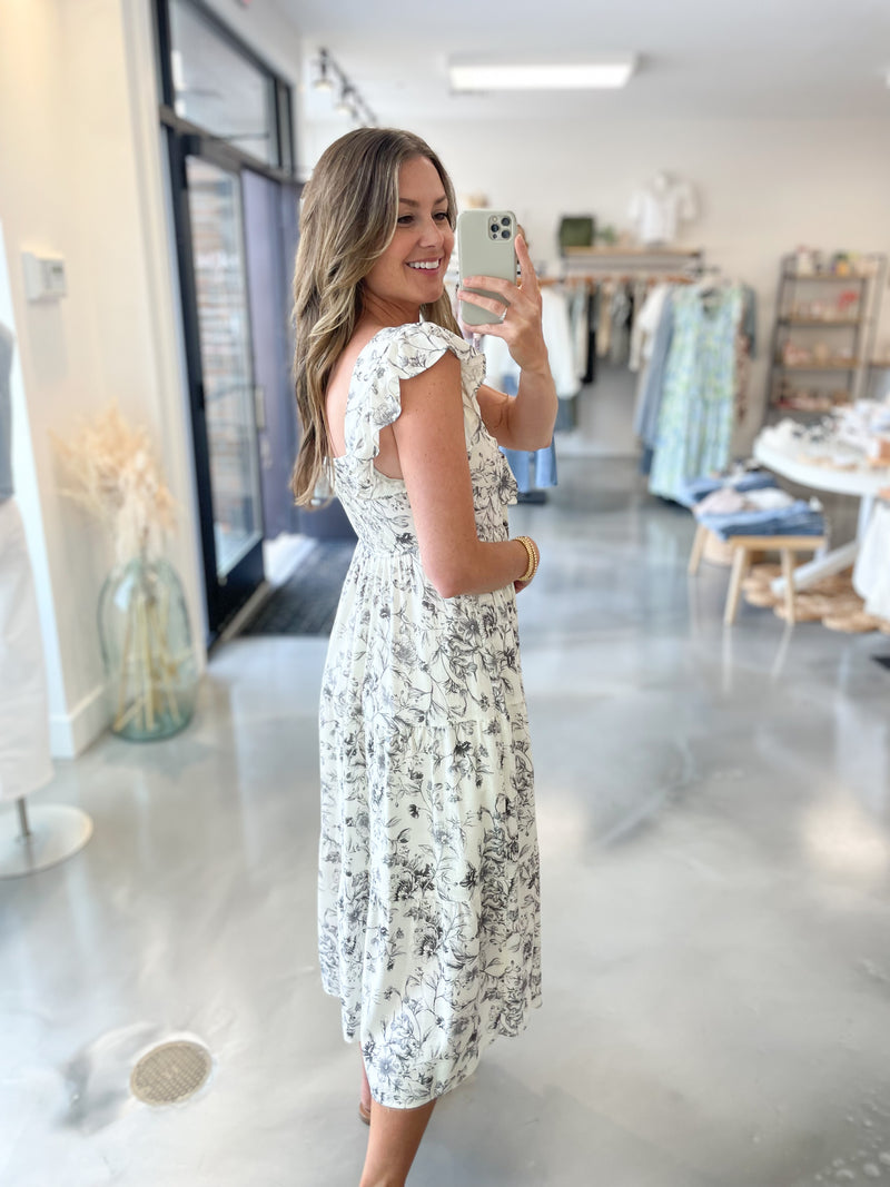 Tiana Floral Dress in Ivory