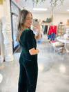 Viola Velvet Jumpsuit in Emerald