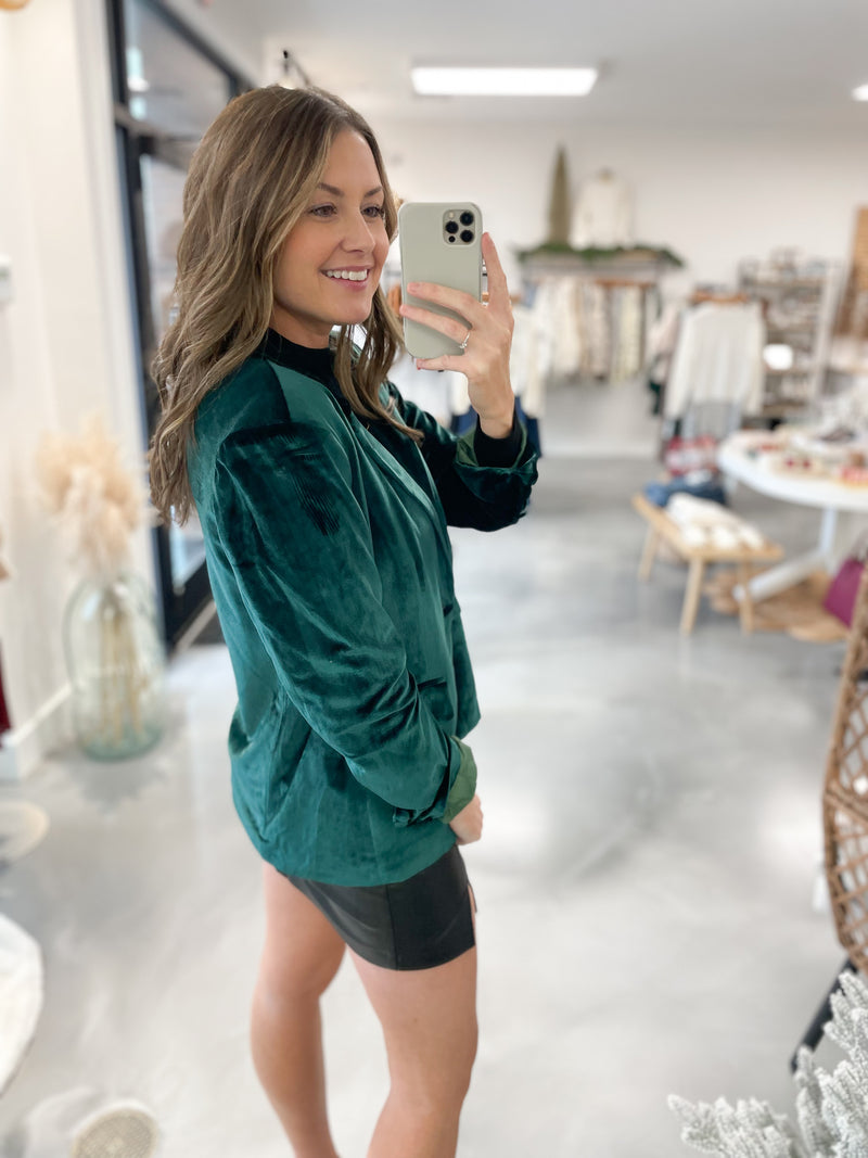 Emerald Velvet Blazer