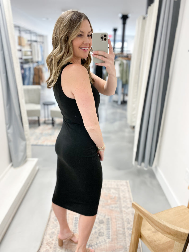 Evie Fitted Midi Dress Black