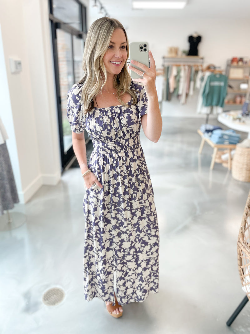 Nova Floral Dress in Blue