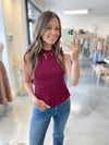 Burgundy Smocked Butter Tank
