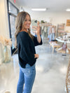 River Split Neck Sweater in Black