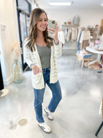 Isabel Striped Cardigan in Cream