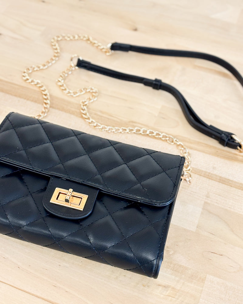 Winona Quilted Crossbody in Black