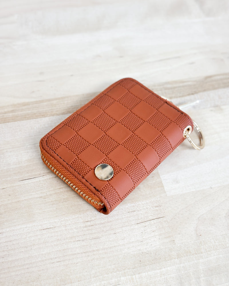 Zip Around Wallet in Cognac Check