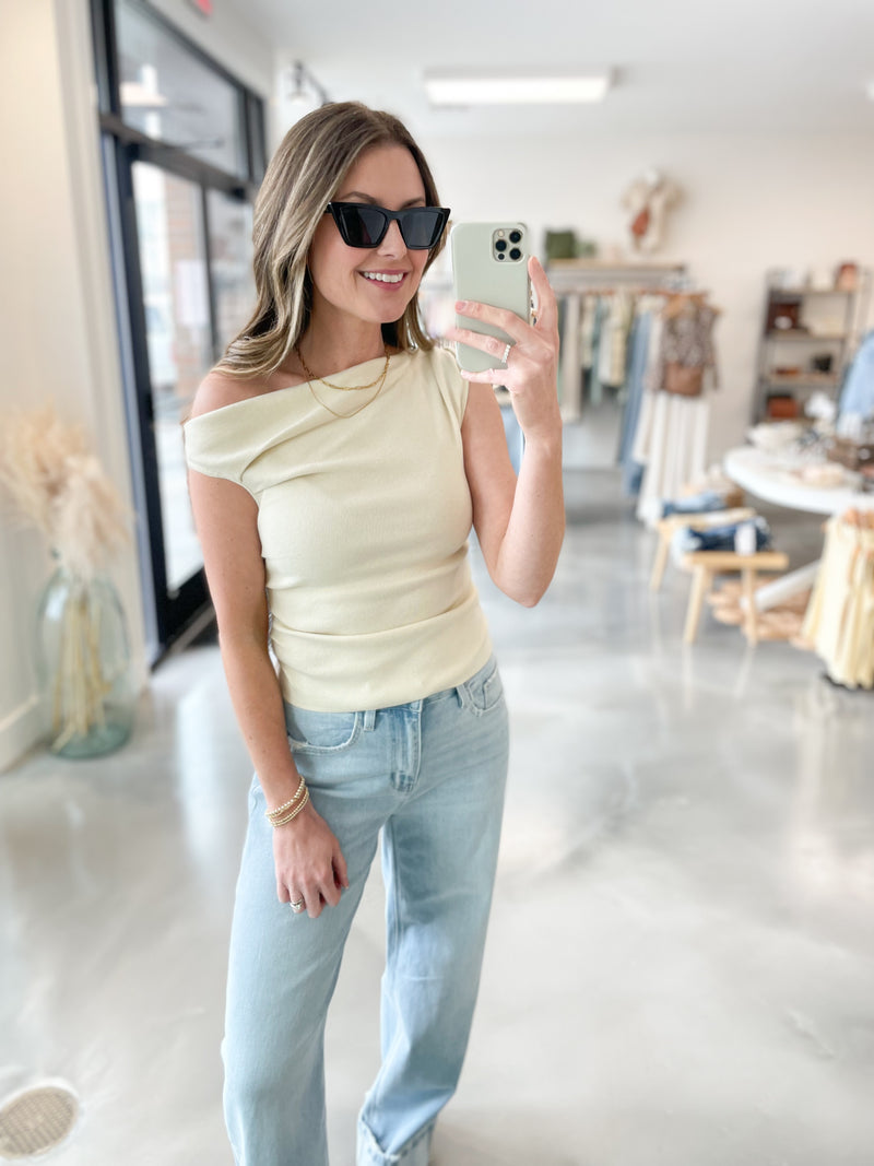 Mara Asymmetrical Top in Cream