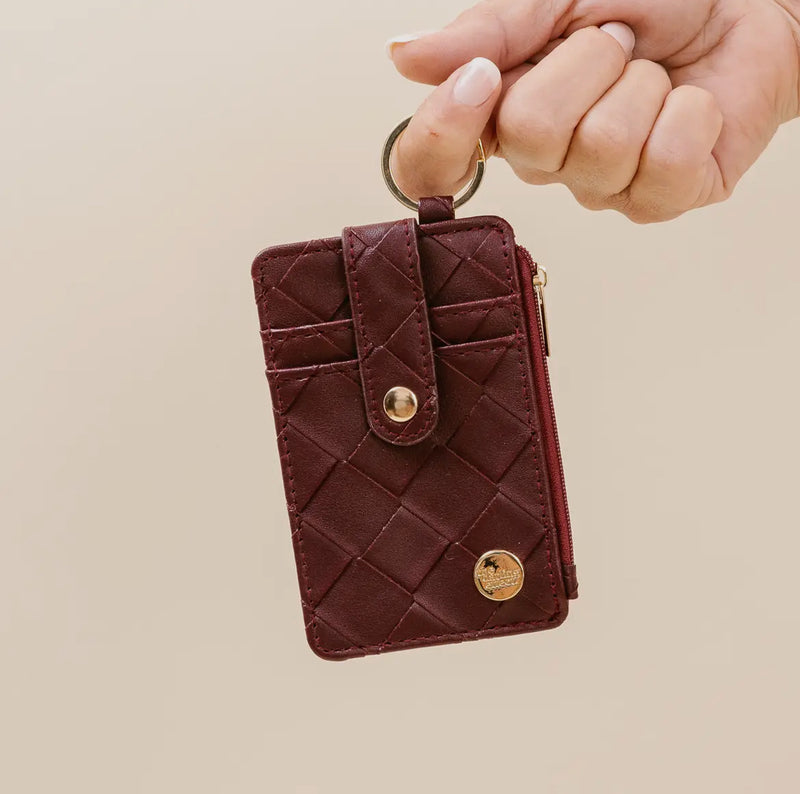 Woven Keychain Card Wallet Plum