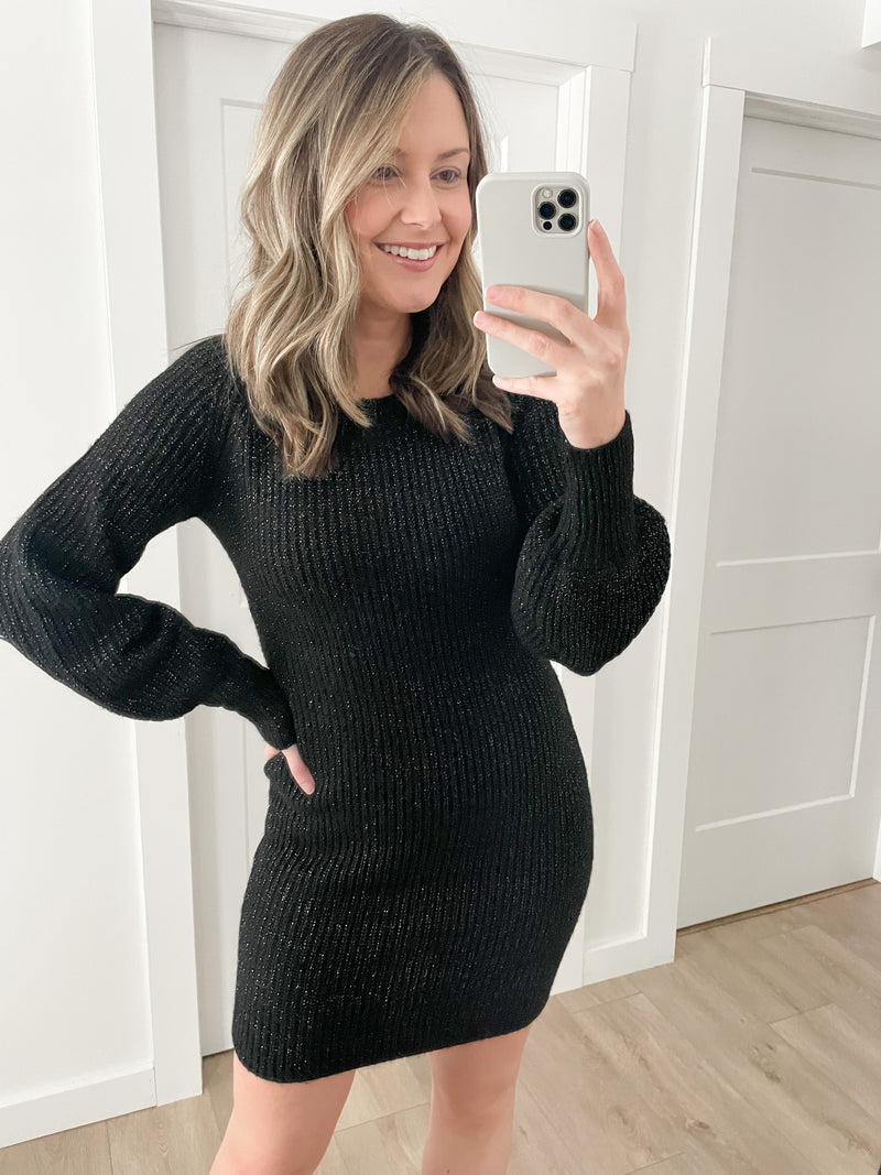 Noelle Sweater Dress in Black