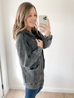 Black Waffle Knit Cardigan