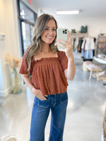 Dahlia Floral Top in Rust
