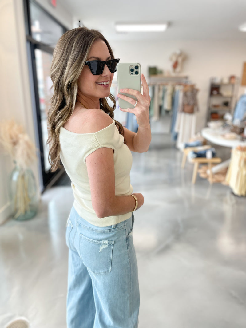 Mara Asymmetrical Top in Cream