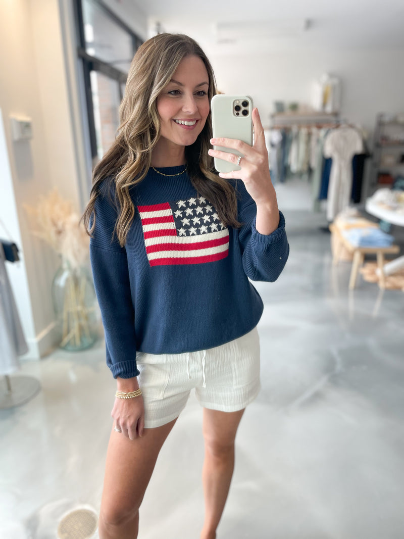 Flag Sweater in Navy