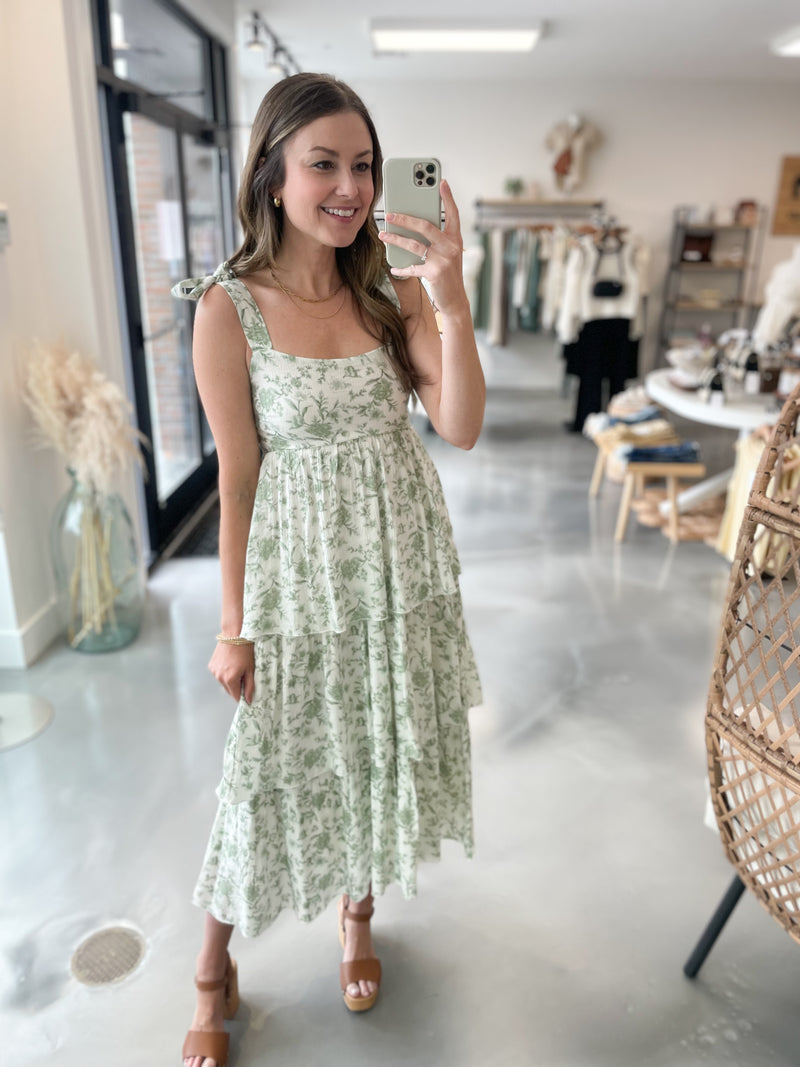 Marissa Tiered Dress in Sage