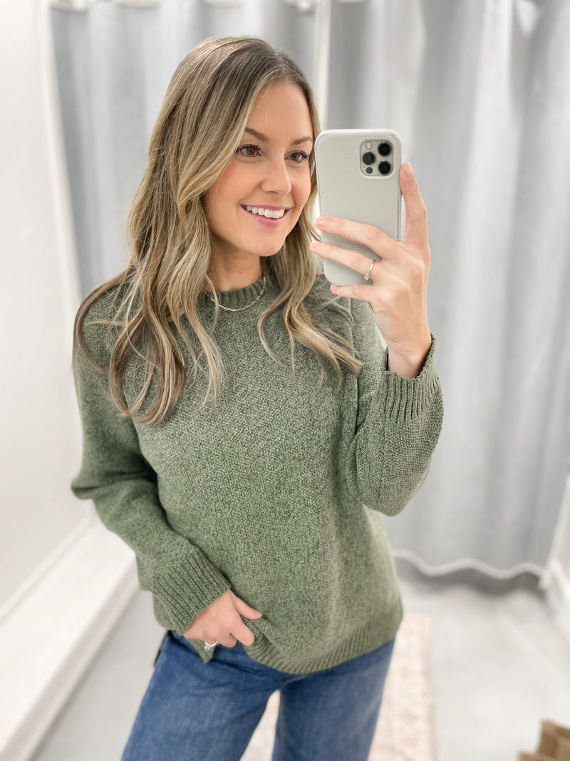 Olive green chenille sweater best sale