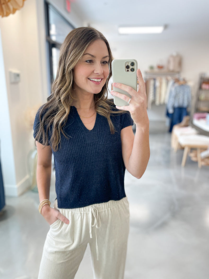 Tess Knit Top in Navy