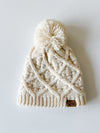 Cream Knit Pom Hat