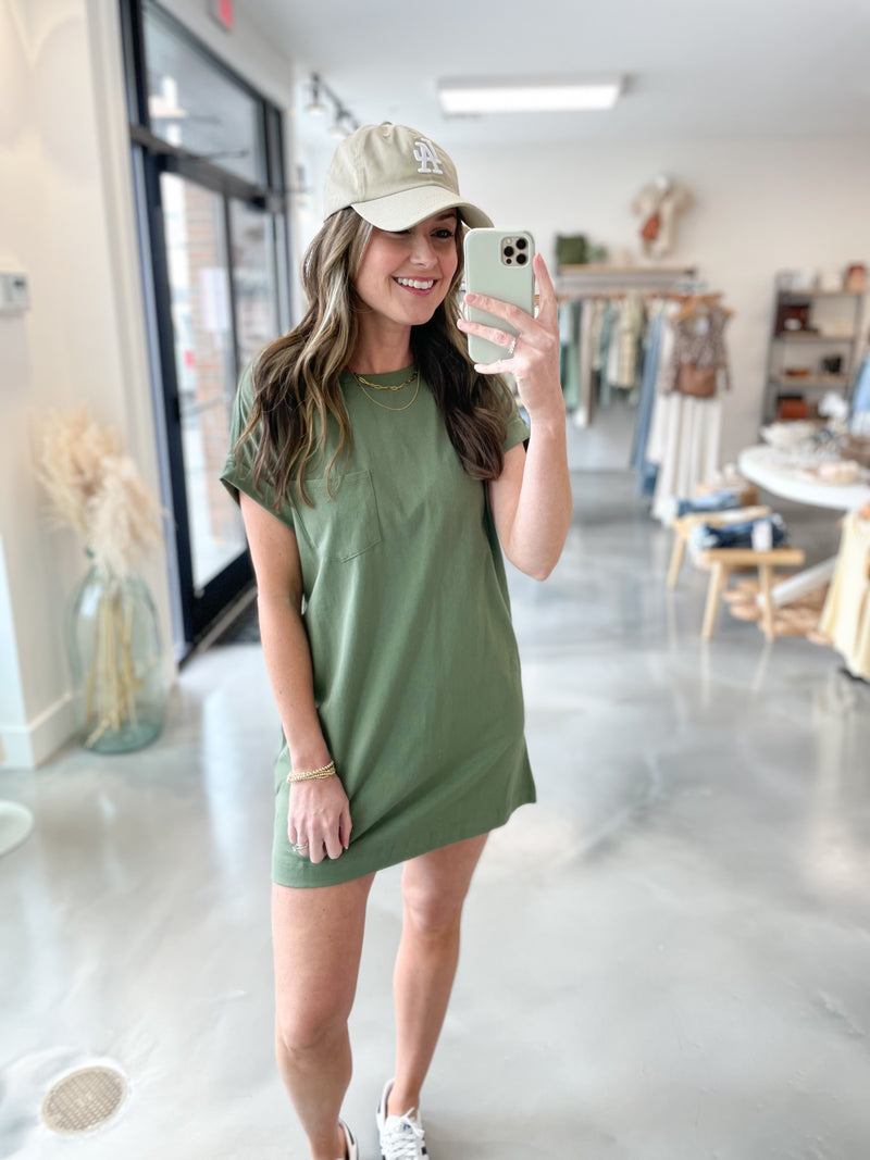 Daily Tee Dress in Olive