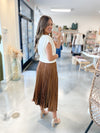 Dottie Pleated Skirt in Mocha