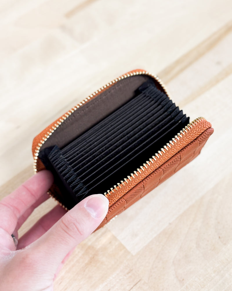 Zip Around Wallet in Cognac Check
